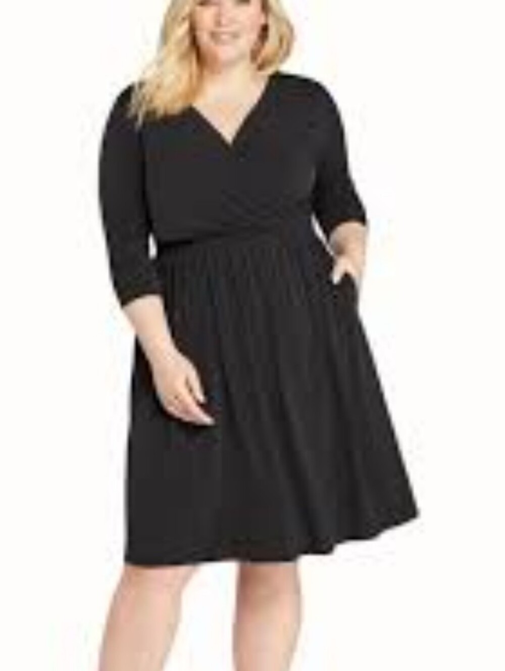 Torrid Plus-Size Black Wrap Front A-Line Dress With pockets 2x